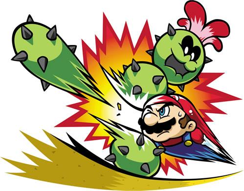 Mario dismantling a Green  Pokeys body segment